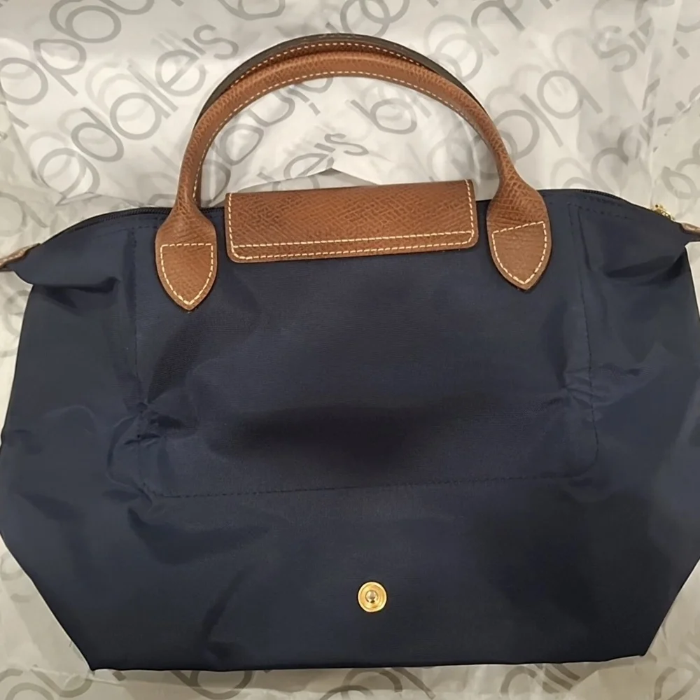 Authentic Longchamp Le Pliage Navy Small Top Handle Bag - Picture 5 of 17